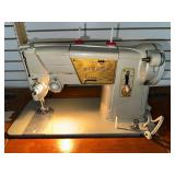 60s Singer Heavy Duty Sewing Machine in Walnut Wood - Works!