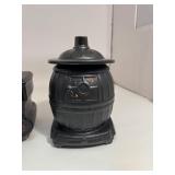 Set of (3) McCoy Pottery Pot Belly Stove Cookie Jars