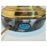 Set of (2) Brass Bankers Student Desk Lamp Adjustable Swing Arm With Marble Base - Works!