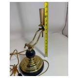 Set of (2) Brass Bankers Student Desk Lamp Adjustable Swing Arm With Marble Base - Works!