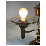 Vintage Brass Double Light Ornate Key Switch Table Accent Lamp Light -Works!