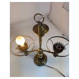 Vintage Brass Double Light Ornate Key Switch Table Accent Lamp Light -Works!