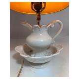 Vintage pitcher and wash bowl lamp