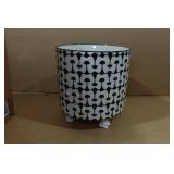 8" Stoneware Planter - Black & White