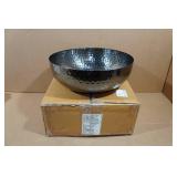 14" Round Hammered Metal Bowl