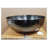 14" Round Hammered Metal Bowl