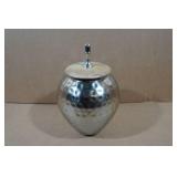Hammered Metal Jar with Wood Lid