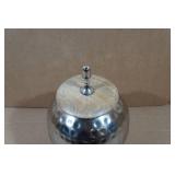 Hammered Metal Jar with Wood Lid