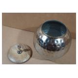 Hammered Metal Jar with Wood Lid