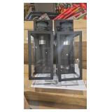 1-Light Matte Black Motion Sensing Dusk to Dawn Non-Solar Outdoor Wall Lantern Sconce with Clear Tempered Glass (2-Pack)