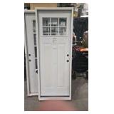 JELD-WEN 30 in. x 80 in. 6 Lite Craftsman Primed Steel Prehung Left-Hand Inswing Front Door