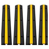 VEVOR 1-Channel Rubber Cable Protector Ramps 22046 lbs. Loading Cable Wire Cord Cover Speed Bump (4-Pieces)