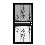 Unique Home Designs 36 in. x 80 in. Estate Black Recessed Mount All Season Security Door with Insect Screen and Glass Inserts