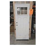 JELD-WEN 30 in. x 80 in. 6 Lite Craftsman Primed Steel Prehung Left-Hand Inswing Front Door