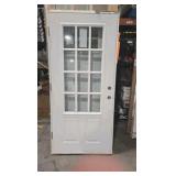 JELD-WEN 36 in. x 80 in. 12 Lite Primed Steel Prehung Right-Hand Outswing Front Door