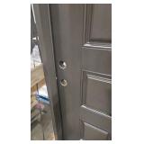 Steves & Sons Regency 42 in. x 80 in. 8-Panel RHIS Hickory Stain Mahogany Fiberglass Prehung Front Door