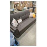 Ottomanson Basics Air Convertible 87 in. Brown Faux Leather 3-Seater Twin Size Sleeper Sofa Bed with Storage, Firm Seat Cushion