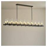 YUYI Farmhouse Chandelier 68 in., 20-Lights Linear Black Chandelier for Dining Room, Kitchen Island, Living Room