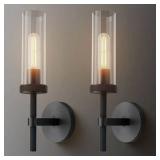 YUYI 14 in. 1-Light 2-Piece Black Wall Sconce, Modern Wall Lighting for Living Room, Bedroom, Hallway, Bathroom