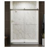 KOHLER Levity 59.6 in. W x 74 in. H Sliding Frameless Shower Door in Nickel with Clear