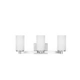 Generation Lighting Hettinger 20 in. 3-Light Chrome Transitional Contemporary Wall Bathroom Vanity Light with Etched White Glass Shades