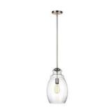 Marino 1-Light Satin Nickel Hanging Pendant with Clear Glass Shade
