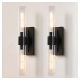 YUYI 24.8 in. 2-Light Matte Black Wall Sconce, Vanity light, Modern Wall Light for Living Room, Bathroom, Bedroom (Set of 2)