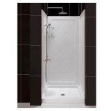 DreamLine QWALL-5 40-in x 34-in 3-Piece Glue To Wall White Side and Back Walls