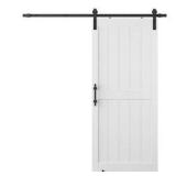 GOLDENPOLEY 36 in. x 96 in. Paneled H shape Mid-bar White Finished MDF Interior Sliding Barn Door with Hardware Kit