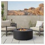 Real Flame Aegean 36 in. W X 15 in. H Round Powder Coated Steel Liquid Propane Fire Pit in Black with NG Conversion Kit