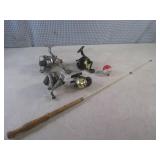 (BS) 4 Fishing Reels, Pole and Bobb...