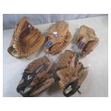 (EW2) 5 Assorted Baseball Gloves...