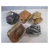 (EW6) 5 Assoorted Baseball Gloves...