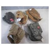 (EW6) 5 Assoorted Baseball Gloves...