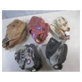 (EW6) 5 Assoorted Baseball Gloves...