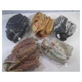 (EW5) 5 Assoorted Baseball Gloves...