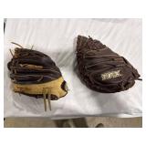 Two Leather Baseball Gloves
