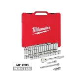 Milwaukee 3/8 in. Drive SAE/Metric Ratchet and Socket Mechanics Tool Set (56-Piece)