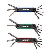 Husky Folding Hex Key Set (9-Piece SAE, 8-Piece MM, 8-Piece Torx)