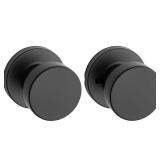 (2) Kwikset Pismo Round Matte Black Hall/Closet Door Knob Featuring Microban Antimicrobial Technology