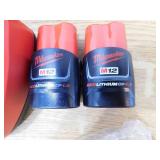 (2) Milwaukee - M12 2.0 ah 1.5 ah Batteries w/ Carrying Bag and Charger