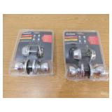 New - 2 Kwikset Tylo Satin Chrome Entry Door Knob and Single Cylinder Deadbolt Knob Combo Pack