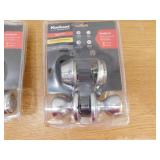 New - 2 Kwikset Tylo Satin Chrome Entry Door Knob and Single Cylinder Deadbolt Knob Combo Pack