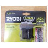 RYOBI USB Lithium Cordless Pivoting 625 Lumens Rechargeable Head Flashlight Kit with 2.0 Ah Battery and Charging Cable