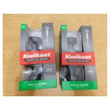 (2) Kwikset Pismo Round Matte Black Hall/Closet Door Knob Featuring Microban Antimicrobial Technology