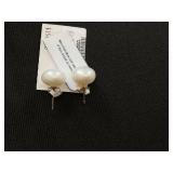 MCYS 14K Yellow Gold 9mm White Button Freshwater Cultured Pearl Stud Earrings