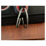 GIANI BERNINI 40mm Sterling Silver Cubic Zirconia Medium Hoop Earrings 1.5"