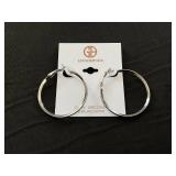 GIANI BERNINI 40mm Sterling Silver Cubic Zirconia Medium Hoop Earrings 1.5"