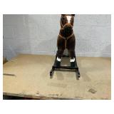 Qaba Kids Wooden Plush Ride-On Rocking Horse Chair Toy with Realistic Sounds Dark Brown/White