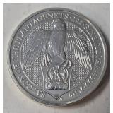 2 Oz. 2019 British  £5 Pounds .9999 Fine Silver - Queens Beasts Falcon Of Plantagenets -BU